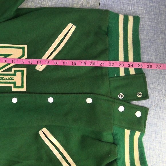 Vintage Kaye Bros. Green Custom Letterman Jacket Wool - Picture 10 of 11